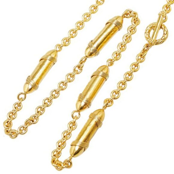 CHANEL Toggle Long Chain Necklace 33" Gold Tone Auth - Picture 4 of 8